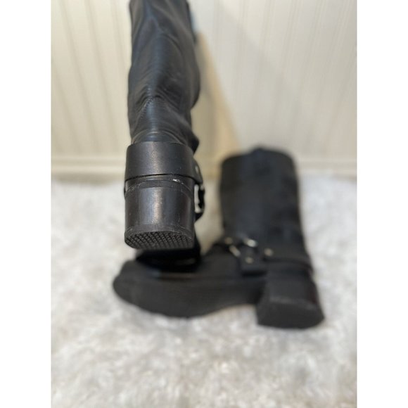 Classic Black Leather Men's Harness Boots - Picture 8 of 12